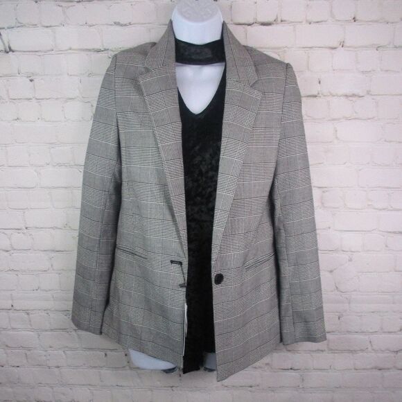 NWT Bershka Straight Cut Plaid Houndstooth Blazer - Picture 1 of 4
